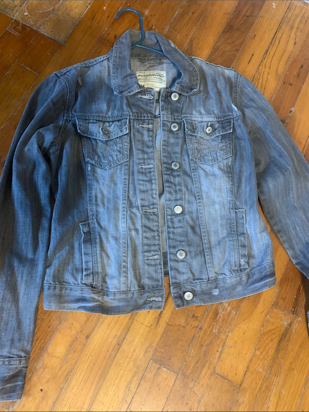 Aeropostale light grey charcoal Denim Trucker Jacket sz medium